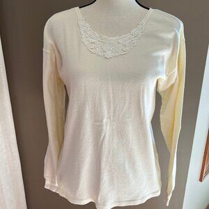 Kleid's Cream Lace Cotton Top, One Size